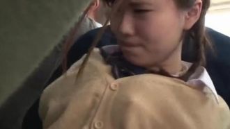 痴漢師に服の中で乳首をイジられ敏感すぎて抵抗できない美乳女3 女子○生SP