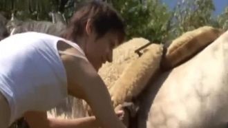 Eastern European wife filmed having sex with horse