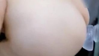 Wet beautiful girl plays with ice cock and masturbates in bathroom