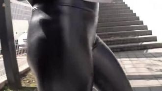광택 레깅스 언니의 피타판 엉덩이에 참지 못하고 데카틴 즉 하메! 고신장 OL2명 격이키회