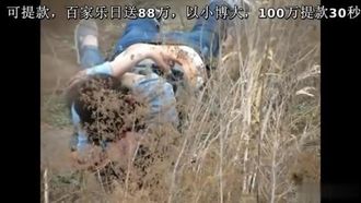 西安桃花潭公园~学生情侣档忍不住直接趴下草堆~用荒烟漫草作掩护~