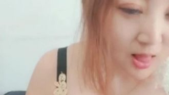 A sexy young woman with big breasts and a big ass gives a blowjob show to her black friend. The black brother’s cock is broken.