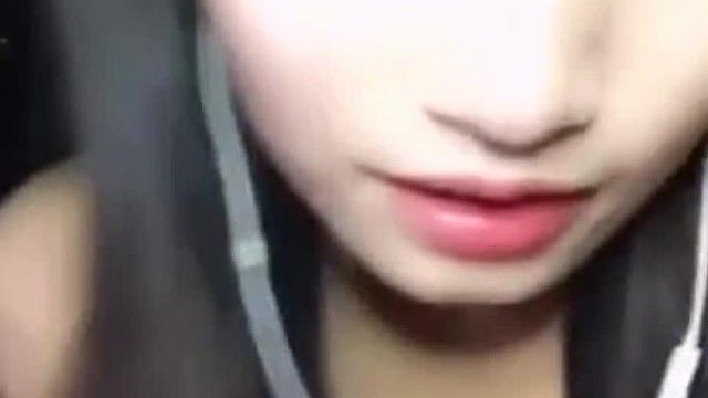Beautiful girl takes selfie and masturbates outdoors in car